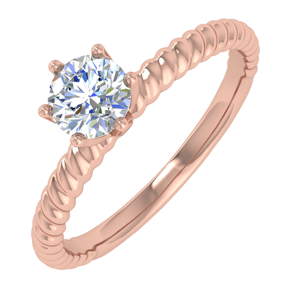 0.37 Carat Prong Set Solitaire Diamond Engagement Ring Band in 14K Rose Gold (Ring Size 9)