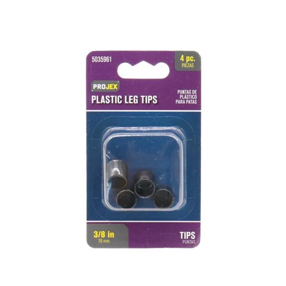 0.37 in. Plastic Leg Tip - Round, Black - Pack of 4