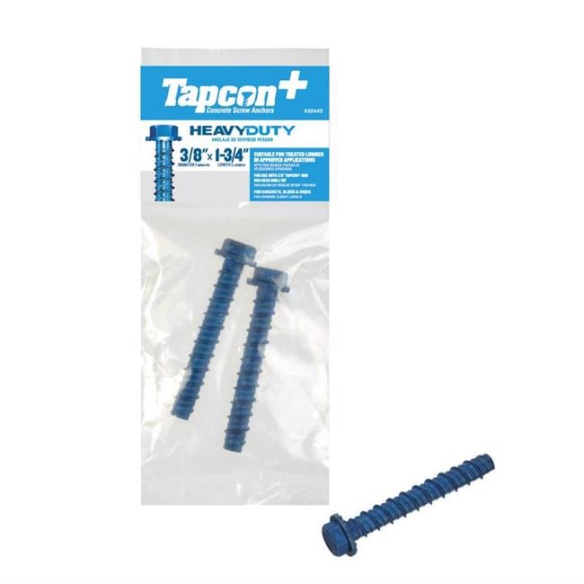 0.37 x 1.75 in. Hex Drive Hex Washer Head Concrete Screws, Pack of 2 - Case of 8