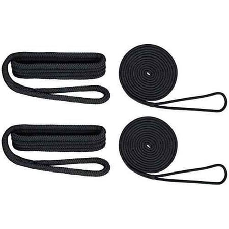 0.37 x 15 ft. Double Braid Fender & Dock Line Value Pack, Black
