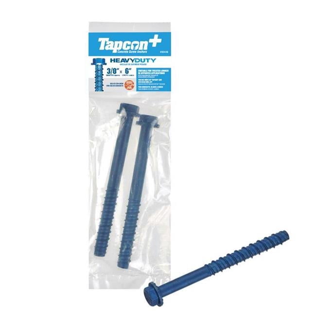 0.37 x 6 in. Blue Hex Drive Hex Washer Head Concrete Screws, Pack of 2 - Case of of 8