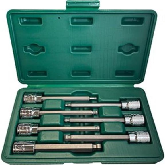 0.375 in. Metric Extra-Long Ball End Hex Bit Socket Set, 7 Piece