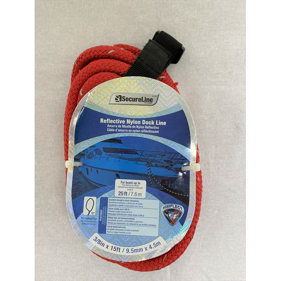 0.375-in x 15-Ft Braided Nylon Dock Line Red