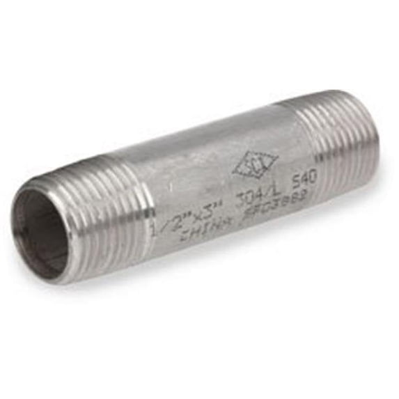 0.375 x 6 in. Pipe Nipple S40 Stainless Steel 304