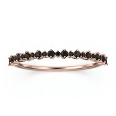 0.37ct Black Diamond Moissanite Wavelet 18K Rose Gold Over Silver Wedding Band