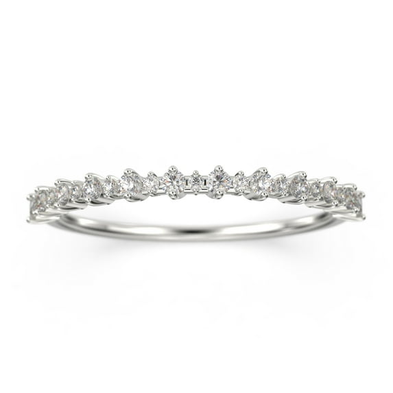 0.37ct Diamond Moissanite Wavelet 18K White Gold Over Silver Wedding Band
