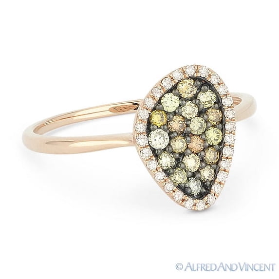 0.37ct Fancy Color Round Cut Diamond Pave Right-Hand Ring in 14k Rose & Black Gold