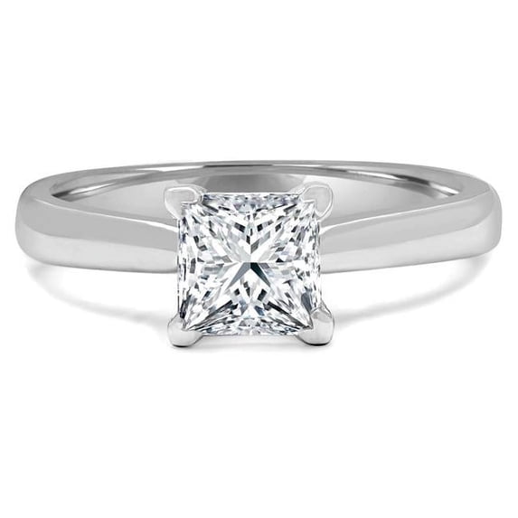 0.38 CT Princess Diamond Cathedral Solitaire Engagement Ring in 14K White Gold - Size 5