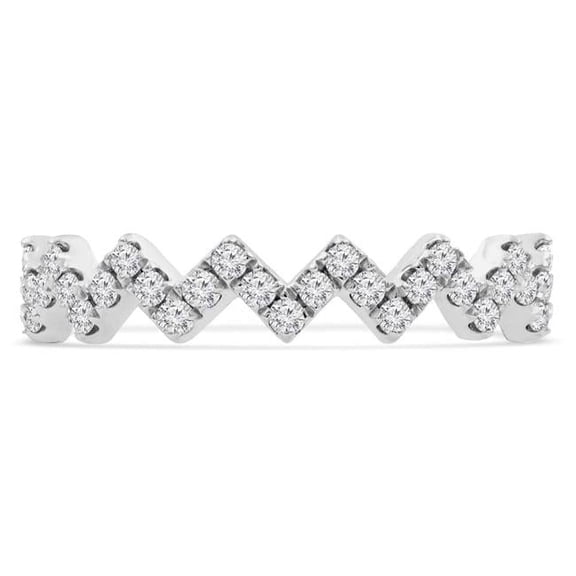 0.38 CTW Round Diamond Zig Zag 0.75 Way Semi-Eternity Anniversary Wedding Band Ring in 14K White Gold - Size 6.5