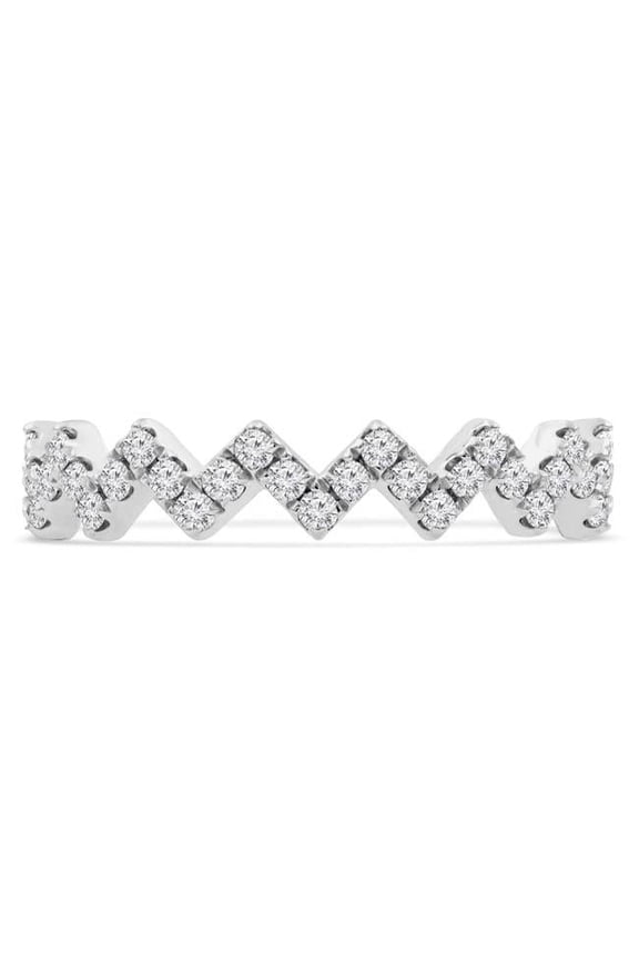 0.38 CTW Round Diamond Zig Zag 0.75 Way Semi-Eternity Anniversary Wedding Band Ring in 14K White Gold - Size 7.5