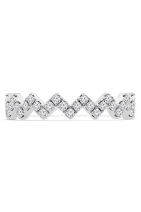 0.38 CTW Round Diamond Zig Zag 0.75 Way Semi-Eternity Anniversary Wedding Band Ring in 14K White Gold - Size 8