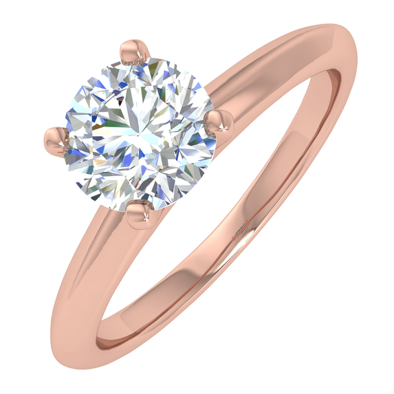 0.38 Carat Prong Set Solitaire Diamond Engagement Ring Band in 14K Rose Gold (Ring Size 6.75)