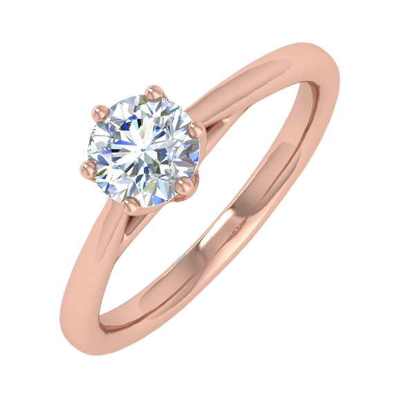 0.38 Carat Prong Set Solitaire Diamond Engagement Ring Band in 14K Rose Gold (Ring Size 6)