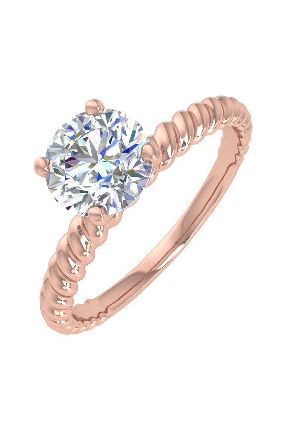 0.38 Carat Prong Set Solitaire Diamond Engagement Ring Band in 14K Rose Gold (Ring Size 8.5)