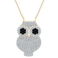 thumbnail image 1 of AFFY 0.38 Carat Round Black & White Natural Diamond Owl Pendant Necklace 10K Solid Yellow Gold, 1 of 1