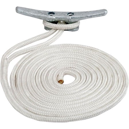 0.38 in. x 20 ft. Double Braided Nylon Dock Line, White