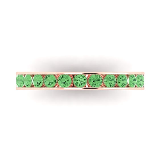 0.39 ct Brilliant Round Cut Simulated Green Diamond 14k Rose Gold Stackable Band SZ 10.5