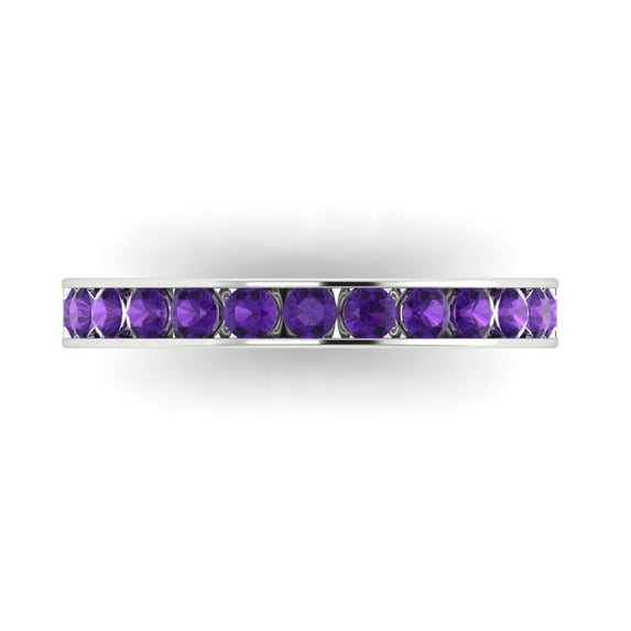 0.39 ctw Wedding Band for Women - 14K White Gold Natural Amethyst Stackable Eternity Ring