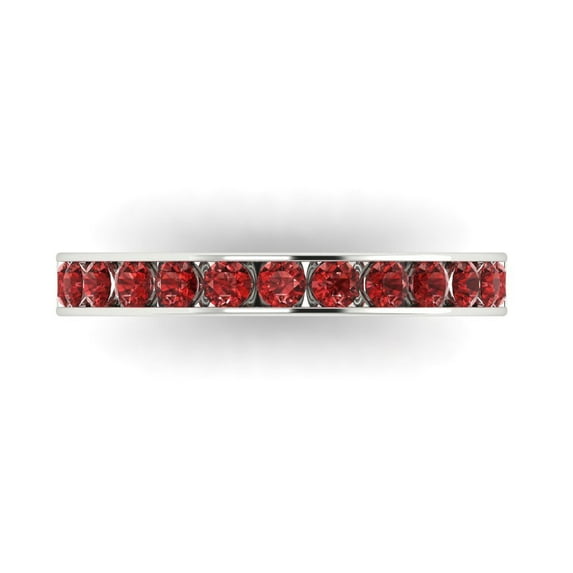 0.39 ctw Wedding Band for Women - 14K White Gold Natural Garnet Stackable Eternity Ring