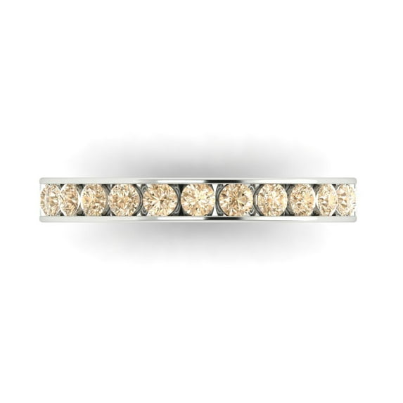 0.39 ctw Wedding Band for Women - 14K White Gold Natural Morganite Stackable Eternity Ring