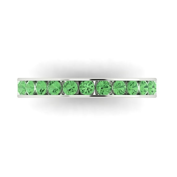 0.39 ctw Wedding Band for Women - 14K White Gold Simulated Green Diamond Stackable Eternity Ring