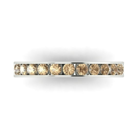 0.39 ctw Wedding Band for Women - 14K White Gold Yellow Moissanite Stackable Eternity Ring