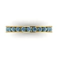 thumbnail image 1 of 0.39 ctw Wedding Band for Women - 14K Yellow Gold Blue Moissanite Stackable Eternity Ring, 1 of 6