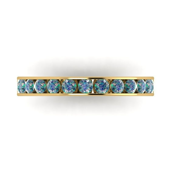 0.39 ctw Wedding Band for Women - 14K Yellow Gold Blue Moissanite Stackable Eternity Ring