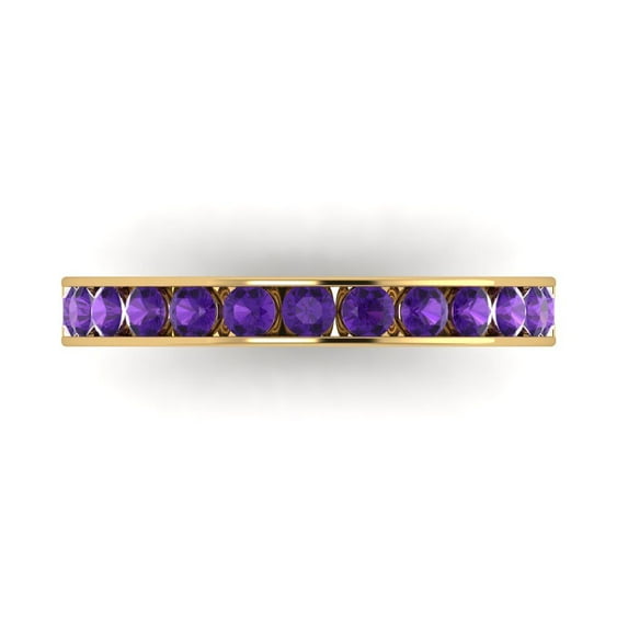 0.39 ctw Wedding Band for Women - 14K Yellow Gold Natural Amethyst Stackable Eternity Ring