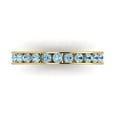 thumbnail image 1 of 0.39 ctw Wedding Band for Women - 14K Yellow Gold Natural Aquamarine Stackable Eternity Ring, 1 of 6