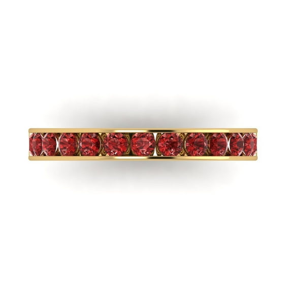 0.39 ctw Wedding Band for Women - 14K Yellow Gold Natural Garnet Stackable Eternity Ring