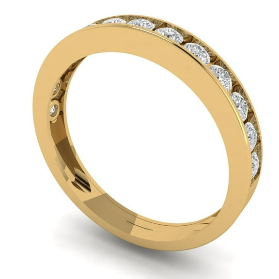 0.39 ctw Wedding Band for Women - 14K Yellow Gold Simulated Diamond Stackable Eternity Ring