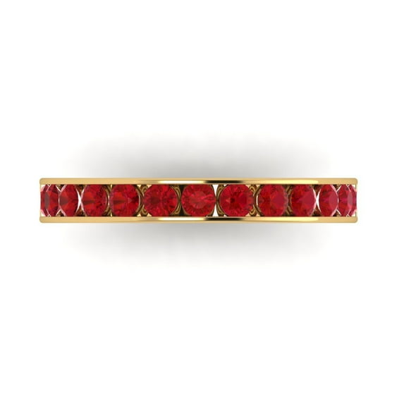 0.39 ctw Wedding Band for Women - 14K Yellow Gold Simulated Ruby Stackable Eternity Ring