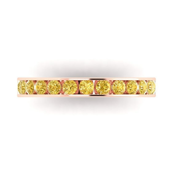 0.39 ctw Wedding Band for Women - 18K Rose Gold Natural Citrine Stackable Eternity Ring