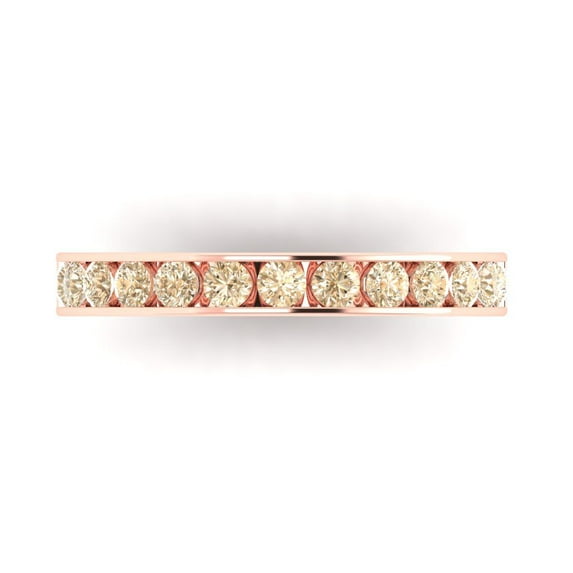 0.39 ctw Wedding Band for Women - 18K Rose Gold Natural Morganite Stackable Eternity Ring