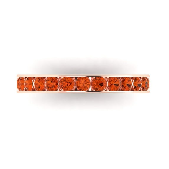0.39 ctw Wedding Band for Women - 18K Rose Gold Simulated Red Diamond Stackable Eternity Ring