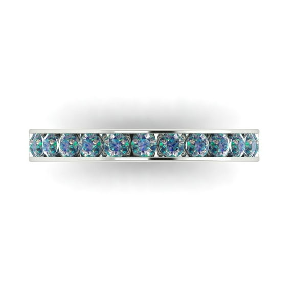0.39 ctw Wedding Band for Women - 18K White Gold Blue Moissanite Stackable Eternity Ring