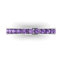 0.39 ctw Wedding Band for Women - 18K White Gold Simulated Alexandrite Stackable Eternity Ring