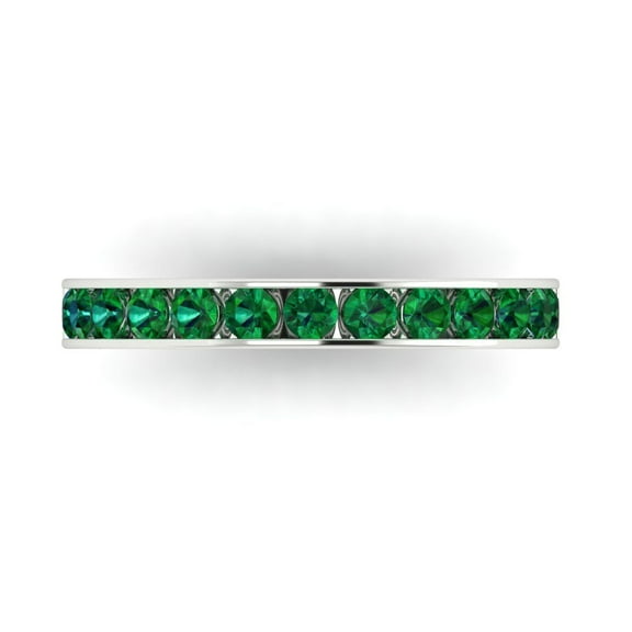 0.39 ctw Wedding Band for Women - 18K White Gold Simulated Emerald Stackable Eternity Ring