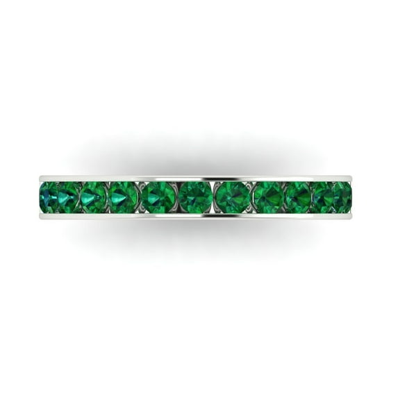 0.39 ctw Wedding Band for Women - 18K White Gold Simulated Emerald Stackable Eternity Ring