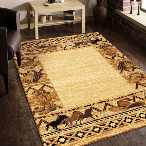Polypropylene Rug with 0.39 in. Pile - Suitable for Under Furniture and Entryways