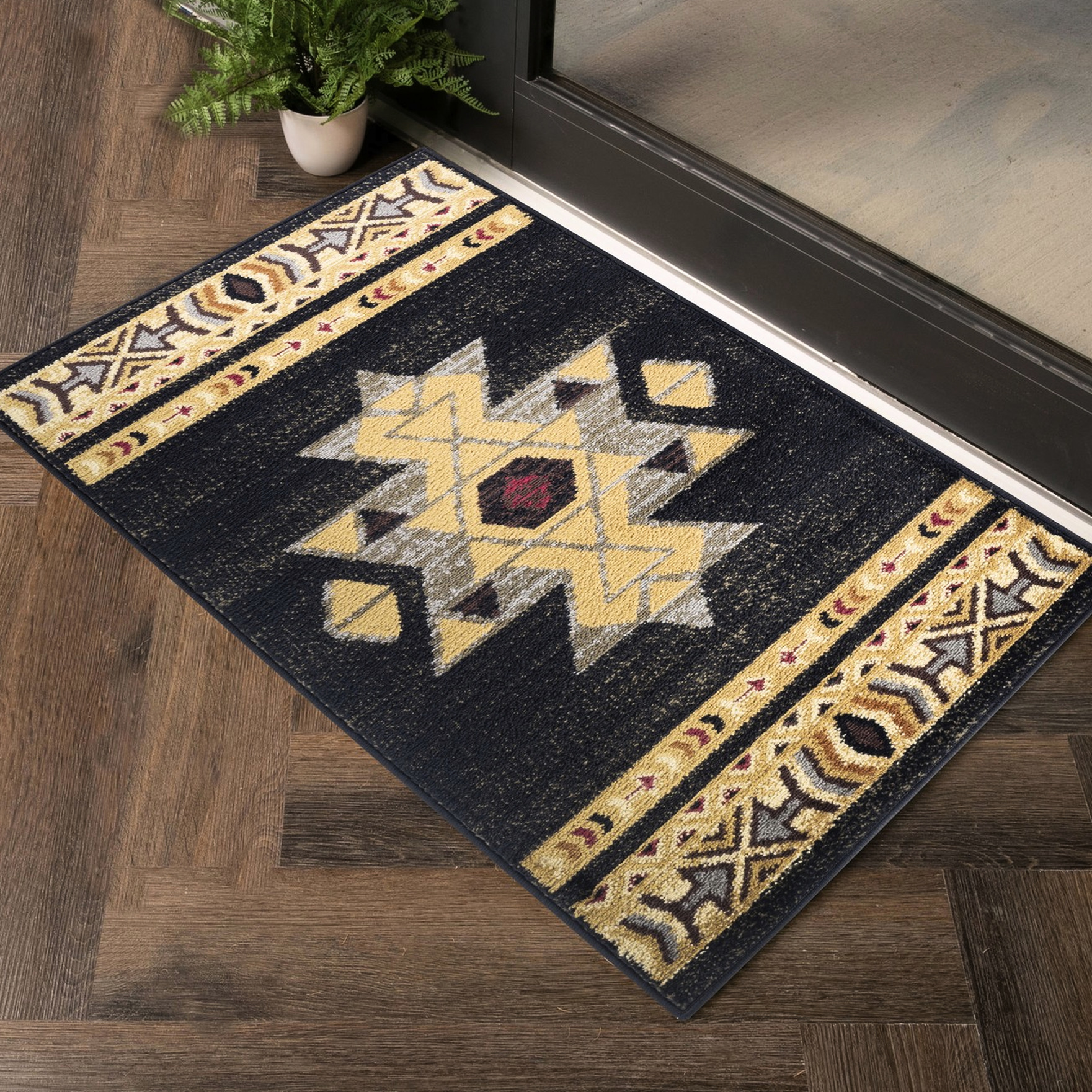 0.39 - inch pile black polypropylene rug for entryways and under ...