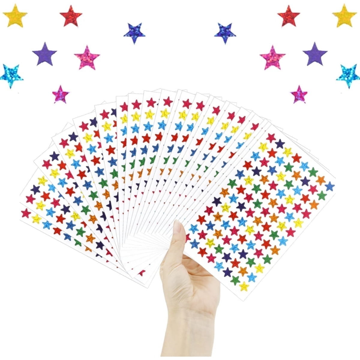 0.39In Holographic Rainbow Small Star Stickers,QZS Sparkly Foil Star ...
