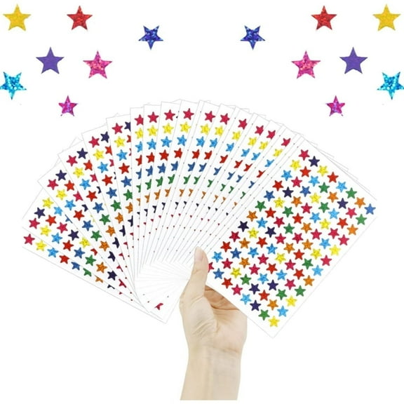 0.39In Holographic Rainbow Small Star Stickers,QZS Sparkly Foil Star Stickers Great for Reward,Arts and Crafts and Homeschool Supplies,960Pcs