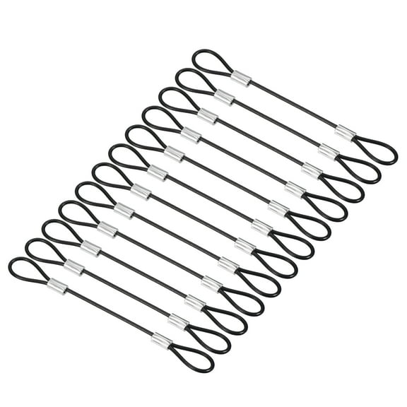 Uxcell 0.3ft Safety Cable Lock 12 Pack Stainless Steel 0.08" Security Wire Rope Black