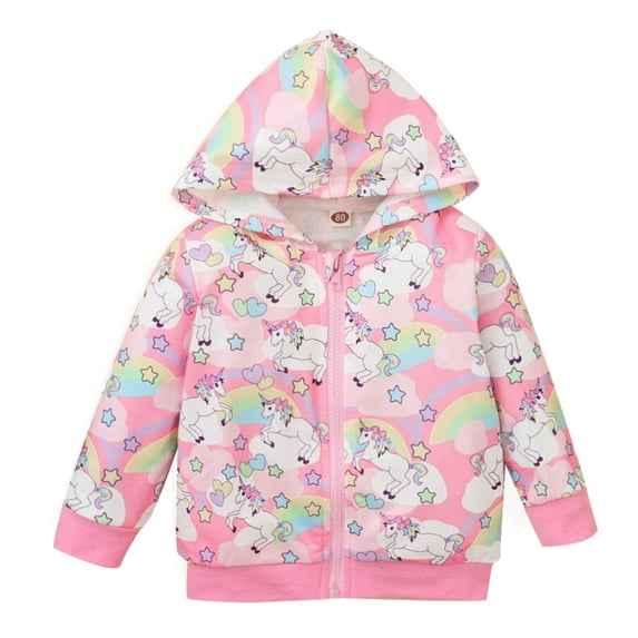0-3T Infant Baby Girls Unicorn Jackets with Hood Outwear Toddler Spring Fall Coat