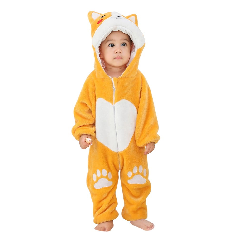 03T Newborn Toddler Baby Winter Warm Fleece Hooded Rompers Animals Costume Infant Halloween