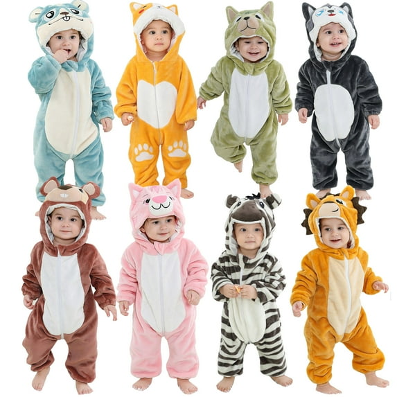 0-3T Newborn Toddler Baby Winter Warm Fleece Hooded Rompers Animals Costume Infant Halloween Xmas Cosplay Clothes