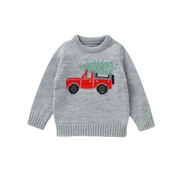 0-3Y Autumn Winter Baby Boys Christmas Sweaters 6M 9M 12M 18M 24M 3Y Long Sleeve Round Neck Cartoon Print Knit Pullover Tops