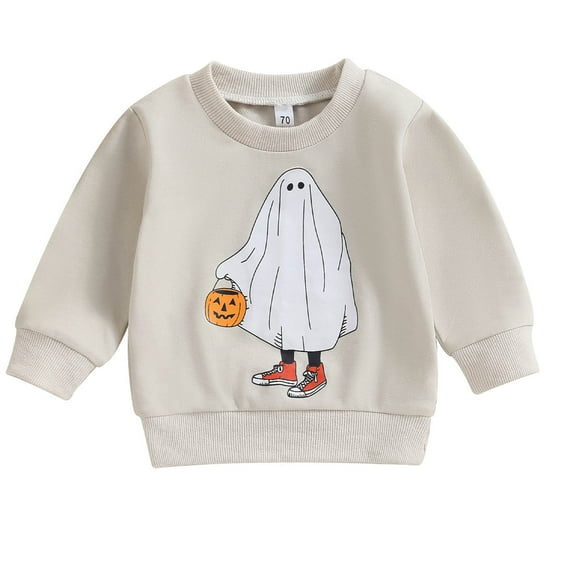 0-3Y Halloween Toddler Baby Boy Girl Sweatshirt Ghost Print Long Sleeve T-Shirts Pullover Tops Fall Winter Clothes